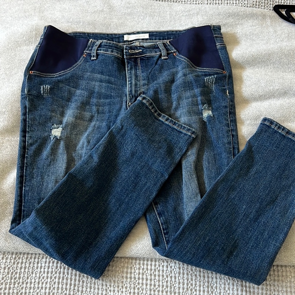 Pink blush side panel maternity jeans